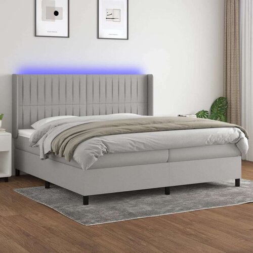  Box spring postelja z vzmetnico LED sv. siva 200x200 cm blago, (20930314) Slike