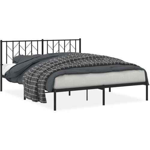 Maison Chic Kovinski Posteljni Okvir - Dvoposteljna postelja z vzglavjem črn 160x200 cm, (22080572) Cene