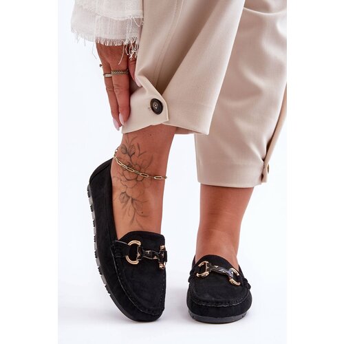 Kesi Leather women's moccasins with black Dionira decoration Cene