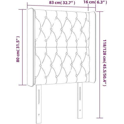  Uzglavlje plavo 83 x 16 x 118/128 cm od tkanine Slike