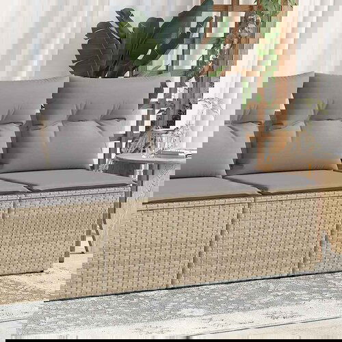 vidaXL 4-dijelni set vrtnih sofa s jastucima bež od poliratana bagrem Cene