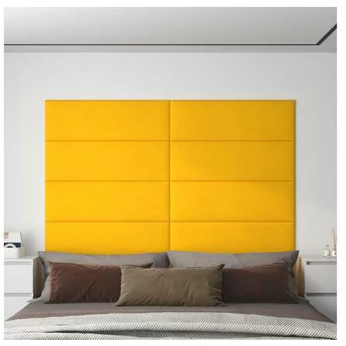  Stenski paneli 12 kosov rumeni 90x30 cm žamet 3,24 m²