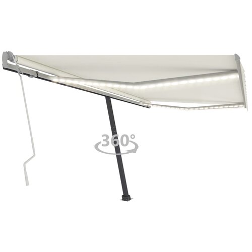 vidaXL Ročno zložljiva tenda z LED lučkami 450x300 cm krem Cene