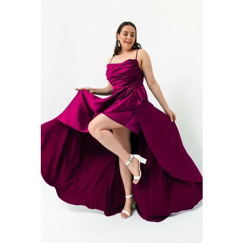 Lafaba Plus Size Evening Dress - Purple - Wrapover