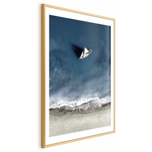  Plakat - Yacht on the Sea 21x30 Zlatni okvir s margom Cijene