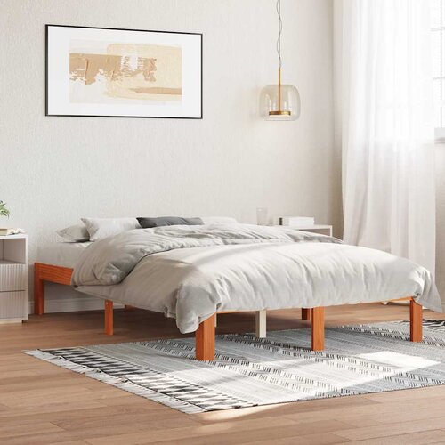 Furnova Posteljni okvir brez vzmetnice vo&amp;scaron;čeno rjav 120x200 cm borovina, (21941490) Slike