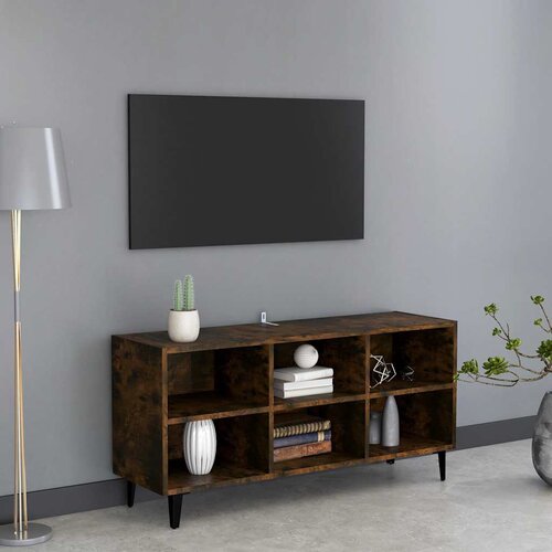 TV ormarić s metalnim nogama dimljena boja hrasta 103,5x30x50cm Cene