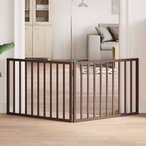 vidaXL Vrata za pse zložljiva 2 panela rjava 160 cm topolovina Cene