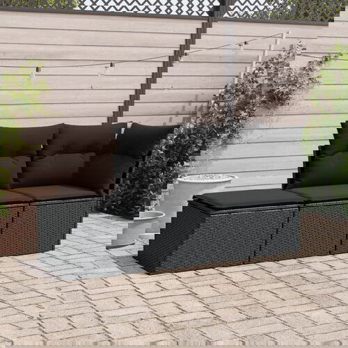  The Living Store Vrtna sedežna garnitura 3-delna z blazinami črn poli ratan - Vrtna Sedežna Garniture, (21478165) Cene