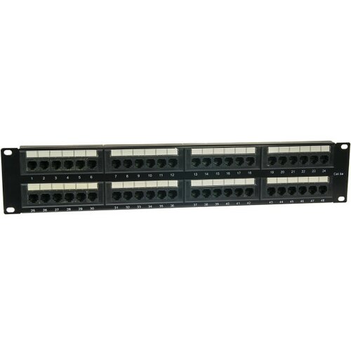 Oem patchcord kabel panel utp 5e, dual block 48, rack 19