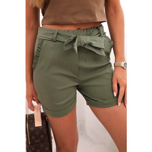 Kesi Włoski Women&amp;#039;s shorts with bow and frills khaki Slike