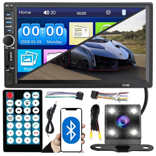  12-24V 2DIN LCD touch auto radio 4x45W USB Bluetooth + kamera i daljinski Slike