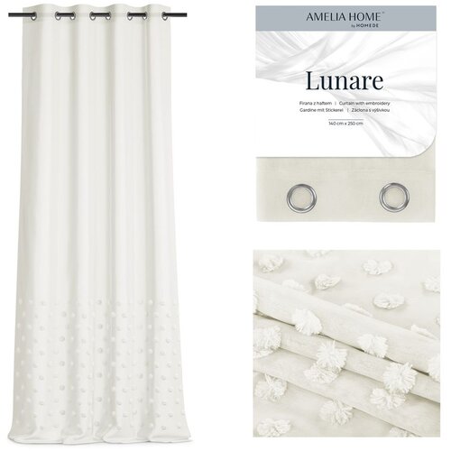  Curtain LUNARE color creamy embroidered theme boho eyelets veil 140x250 ameliahome Slike