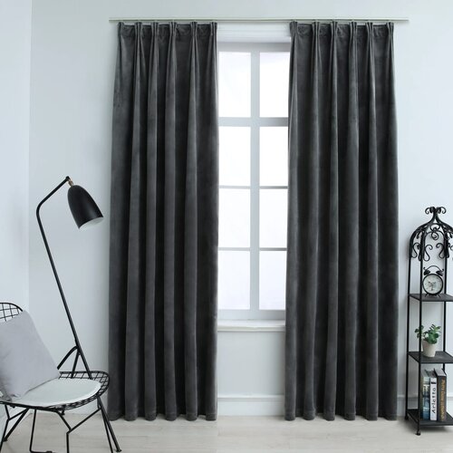 VidaXL Zavjese za zamračivanje 2 kom bar&amp;scaron;unaste antracit 140 x 245 cm Slike