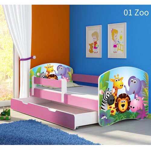 ACMA Dječji krevet s motivom, bočna roza + ladica 160x80 cm - 01 Zoo Cijene