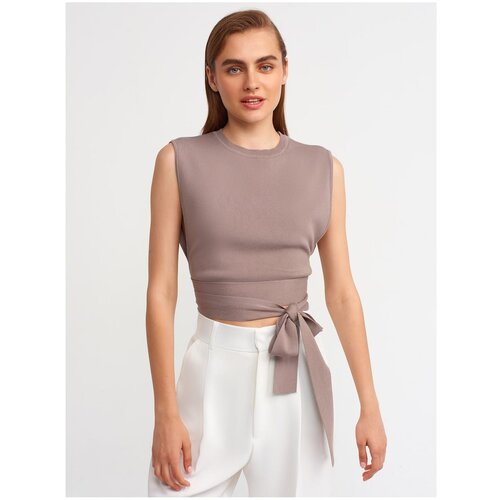 Dilvin 1100 Low-cut Back Knitwear Blouse-mink Cene
