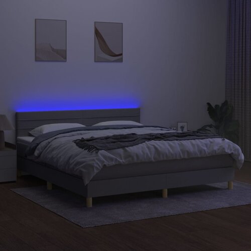  box spring s madracem LED svjetlosivi 160x200 cm tkanina Slike