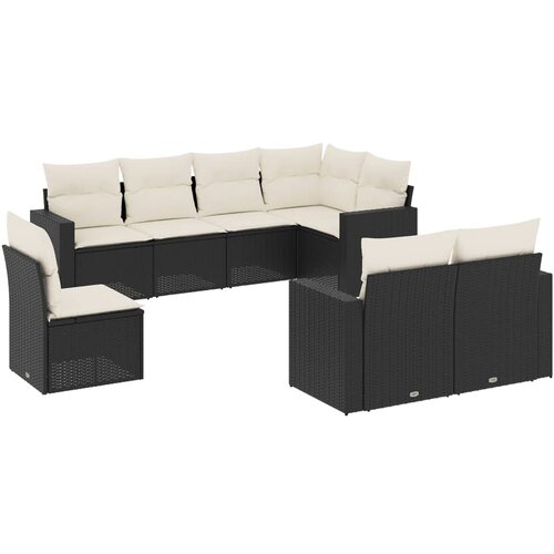  8-dijelni set vrtnih sofa od poliratana s jastucima crni Crna 65.5 x 62 x 69 cm Slike