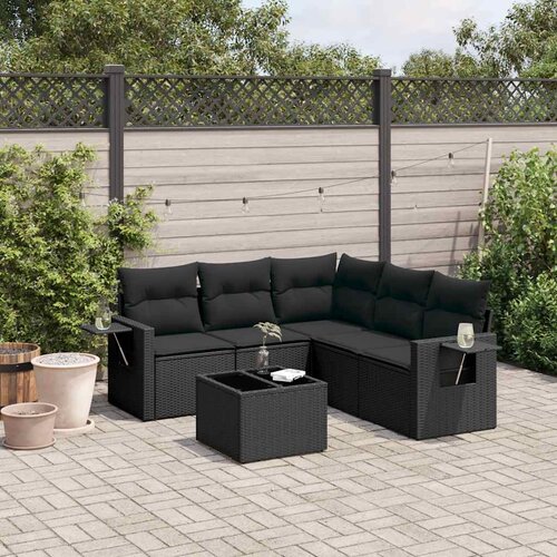  6-dijelni set vrtnih sofa s jastucima crni od poliratana Cijene