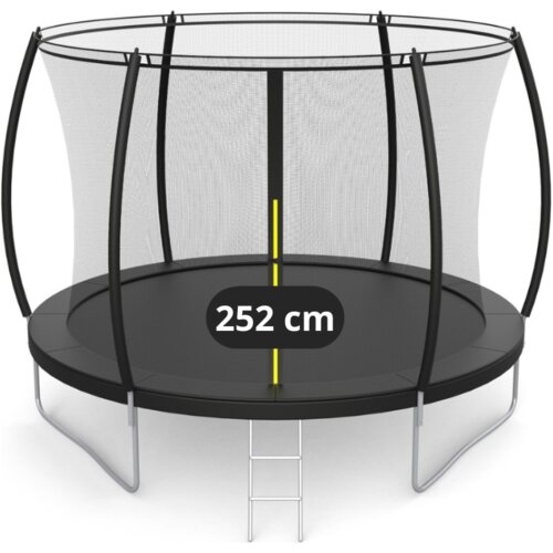  Vrtni trampolin Premium 252 cm (8 ft) s unutarnjom mrežom i ljestvama &amp;ndash; crni Slike