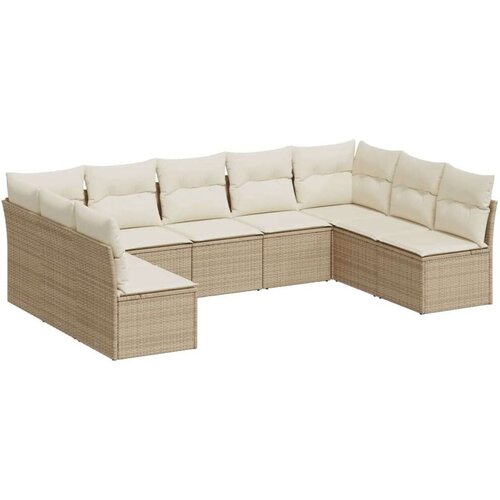 vidaXL 9-dijelni set vrtnih sofa s jastucima bež od poliratana Cijene