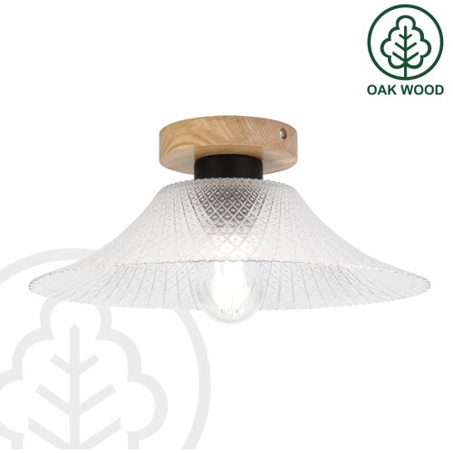  Stropna svetiljka JULL WOOD 1xE27/15W/230V hrast/prozirno, prečnik 34 cm Slike