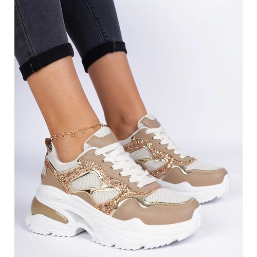 D/CEO marka niezdefiniowana Brown women's sneakers decorated with glitter Sandoria Cene