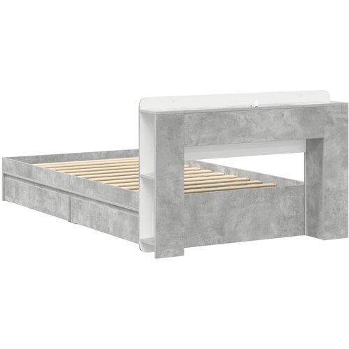  Okvir kreveta s pohranom s ladicama Betonska siva 90 x 190 cm Slike