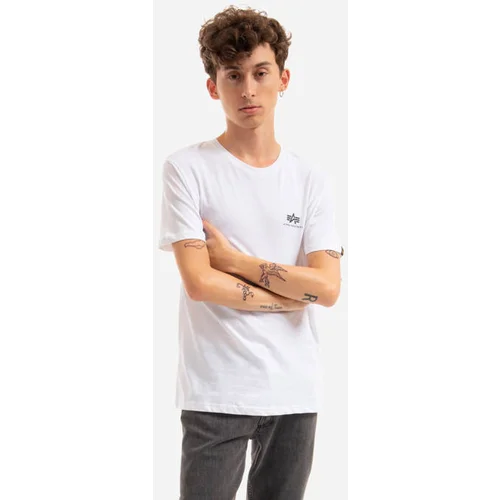 Alpha Industries Bombažna kratka majica Basic T Small Logo bela barva, 188505.09