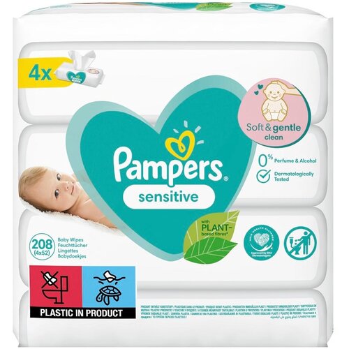 Pampers Sensitive dječje nježne vlažne maramice za osjetljivu kožu 4x52 kom Cijene