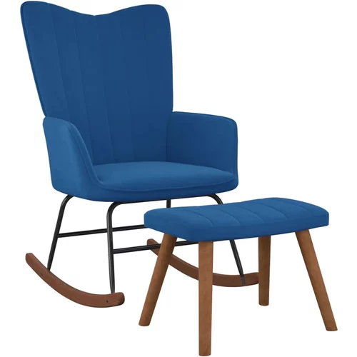  Stolica za ljuljanje s osloncem za noge plava baršunasta