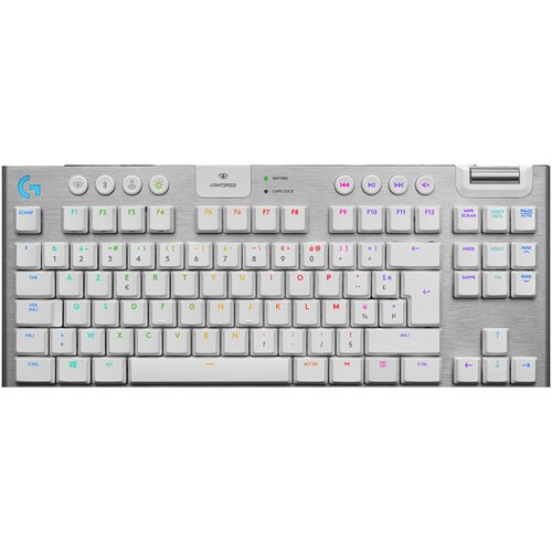 Logitech G915 TKL Tenkeyless LIGHTSPEED Wireless RGB Mechanical Gaming Keyboard - WHITE - US INTL - 2.4GHZBT - INTNL - TACTILE SWITCH ( 920 Cene