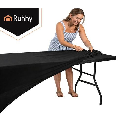 Ruhhy elastični stolnjak za banketni stol 180 &amp;times; 75 cm, crni Slike