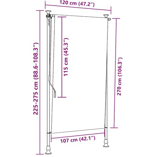  Vanjska roleta plavo-bijela 120 x 270 cm od tkanine i čelika Slike