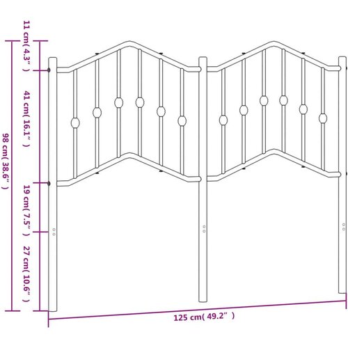  Metalno uzglavlje bijelo 120 cm Slike