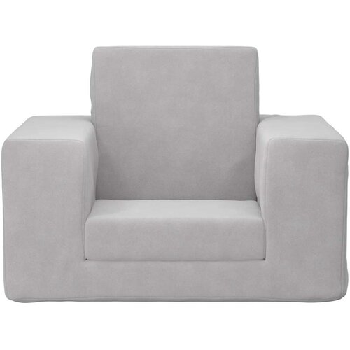  Dječji kauč na razvlačenje svjetlosivi mekani pli&amp;scaron;ani Siva Sofa Slike