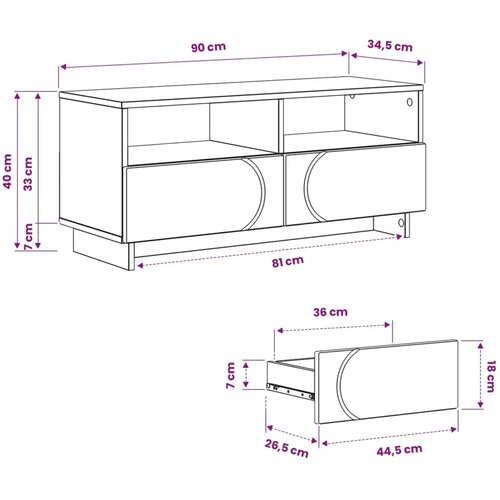  TV stalak 90 x 34.5 x 40 cm Betonska siva Konstruirano drvo - Betonska siva 90 x 34.5 x 40 cm Slike