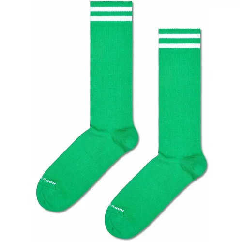 Happy Socks Nogavice Solid Sneaker Thin Crew zelena barva