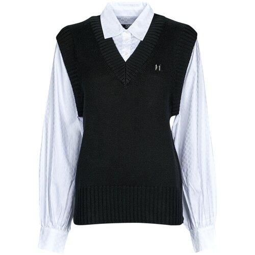 Karl Lagerfeld KNIT VEST W/ POPLIN SHIRT Crna Slike