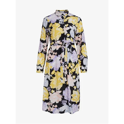 Vila Black and yellow women's floral dress Kikki - Ladies