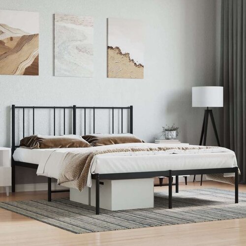 Metalni okvir za krevet s uzglavljem crni 135x190 cm Cene