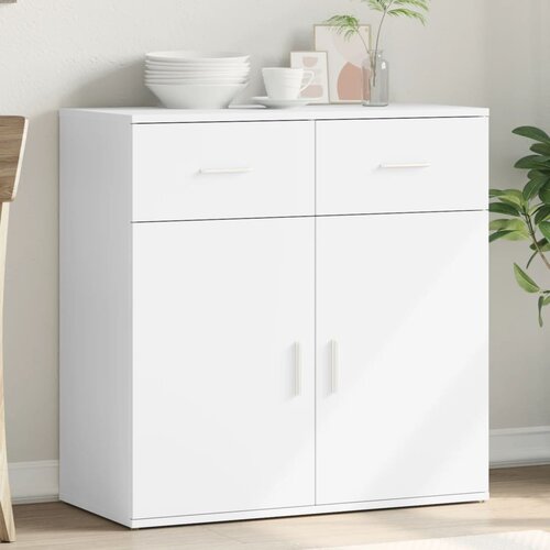 VidaXL Komoda bela 79x38x80 cm inženirski les Slike