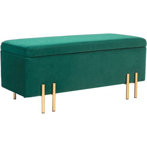 HOMCOM sedežna klop s shrambo žamet, les 100&Scaron; x 40G x 42V cm Zelena, (5000242479) Cene