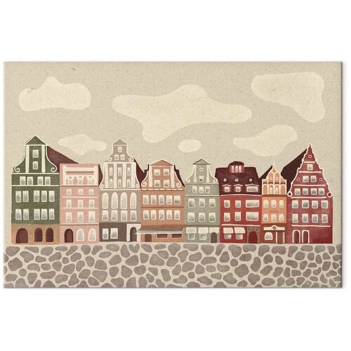  Slika - Salt Square - Colorful Illustrated Townhouses Against a Cloudy Sky Background 120x80 Akustična Cijene