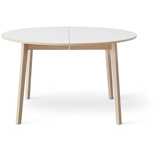 Hammel Furniture Okrogla raztegljiva jedilna miza z dodatno ploščo in belo mizno ploščo ø 130 cm Single – Cene