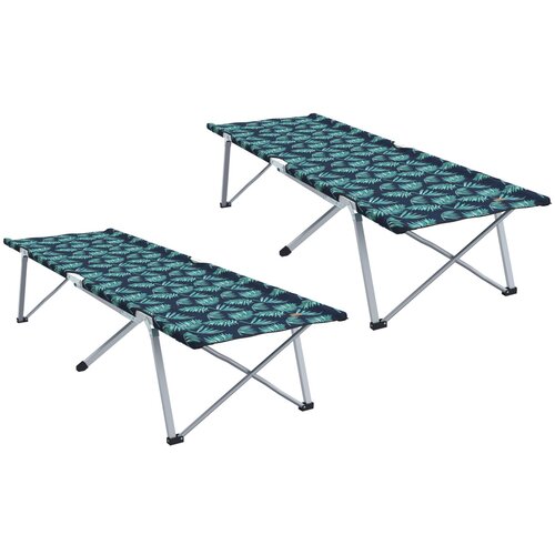 vidaXL Zložljive kamp postelje 2 kosa s torbo za prenašanje, vzorec listov, 600D Oxford material Cene