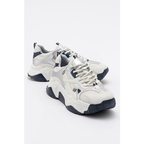 LuviShoes LECCE White-Navy Women's Sneakers Slike