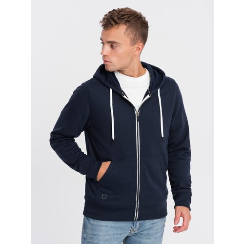 Ombre BASIC men&amp;#039;s zip-up hoodie - navy blue Slike