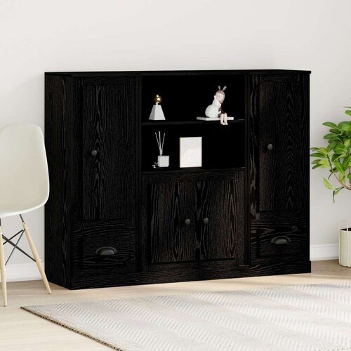  Visoki ormar Crna hrastovina 132x35 5x103 5 cm Konstruirano drvo Slike