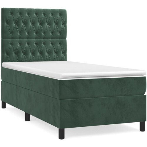 Maison Chic Box spring postelja - Vzmetna postelja z vzmetnico temno zelen 90x190 cm žamet SL7005, (21901524) Slike